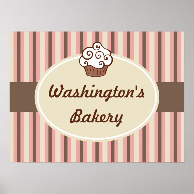 Cupcake Bäckerei Strichen Zeichen Poster (Vorne)