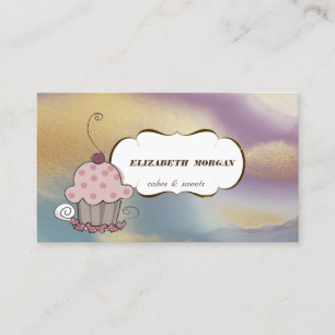 Cupcake Bäckerei, Wasserfarbe Pinselstrich Bunt Visitenkarte