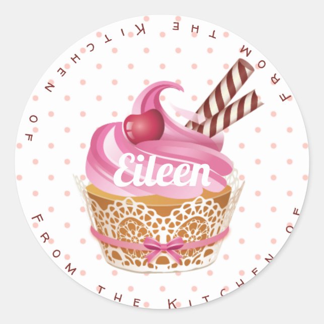 Cupcake Backkleber/Etiketten Runder Aufkleber (Vorderseite)