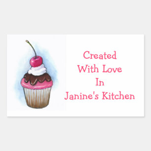 Cupcake: Backmarken: Ölpastel Art Rechteckiger Aufkleber