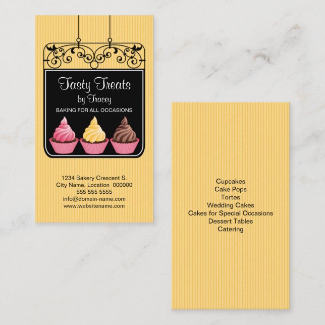 Cupcake Bakeholder-Schild Visitenkarte (Vorne/Hinten)