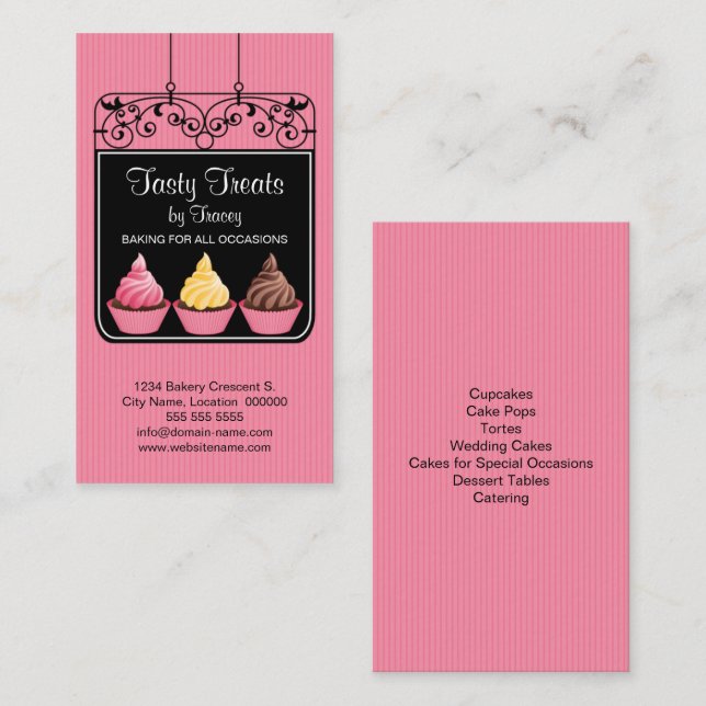 Cupcake Bakeholder-Schild Visitenkarte (Vorne/Hinten)