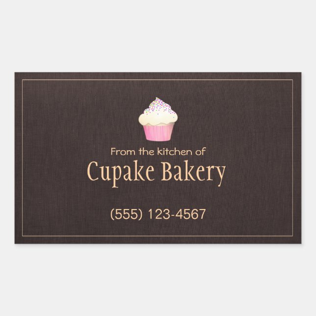 Cupcake Bakery Business Card Etikettenaufkleber Rechteckiger Aufkleber (Vorderseite)