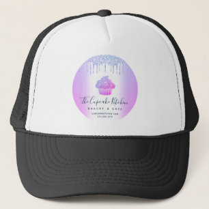 Cupcake Bakery Cafe Pastry Purple Glitter Drips Truckerkappe