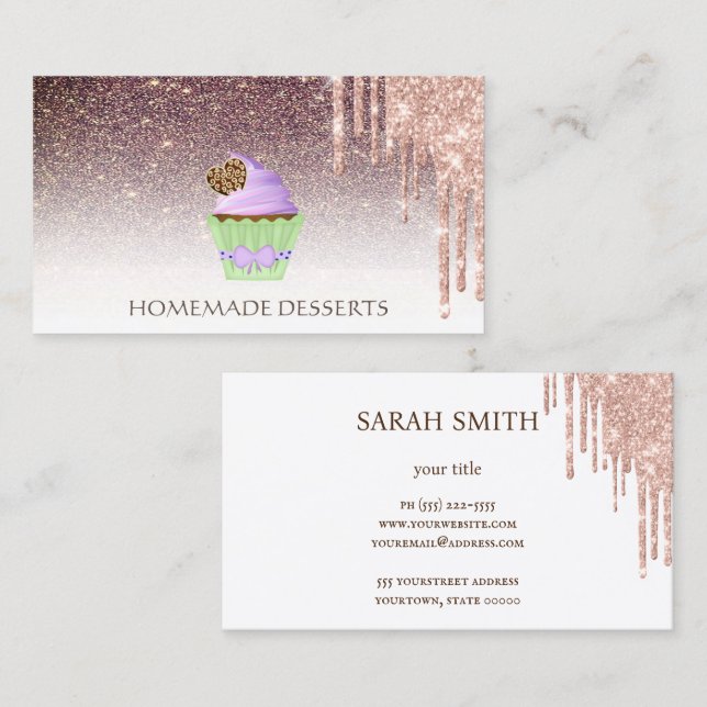 Cupcake Bakery Koch, niedlich Visitenkarte (Vorne/Hinten)