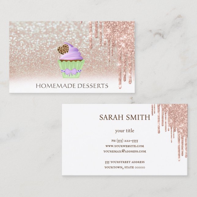 Cupcake Bakery Koch, niedlich Visitenkarte (Vorne/Hinten)