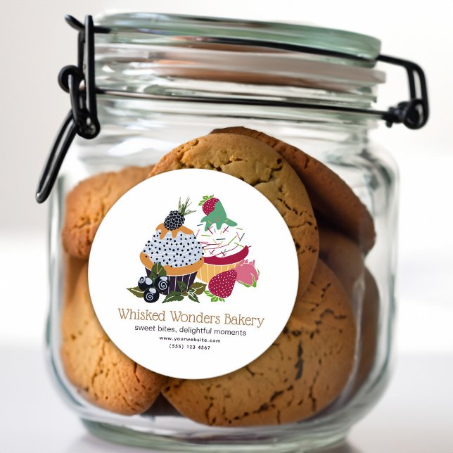 Cupcake Bakery Koch Runder Aufkleber (Cupcake Bakery Chef Classic Round Sticker)