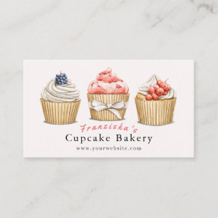 Cupcake Bakery Light Pink Bakery Business Card Visitenkarte