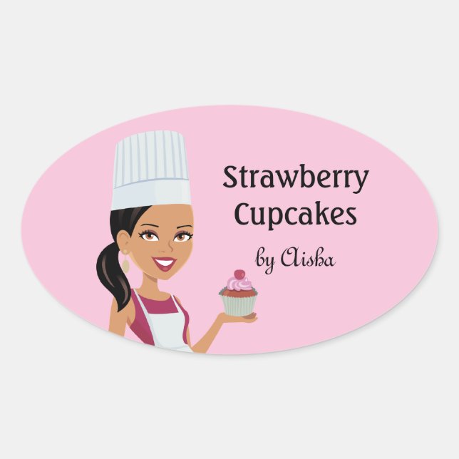 Cupcake Bakery Sticker mit Character Design #1 (Vorderseite)