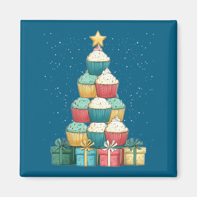 Cupcake Baking Baker Christmas Tree Xmas  Magnet (Vorne)