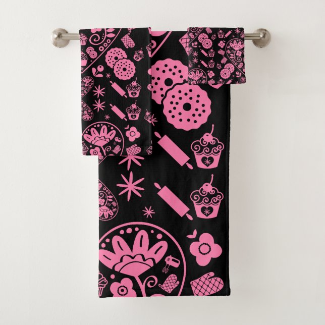 Cupcake Baking Folk Badhandtuch Set (Insitu)