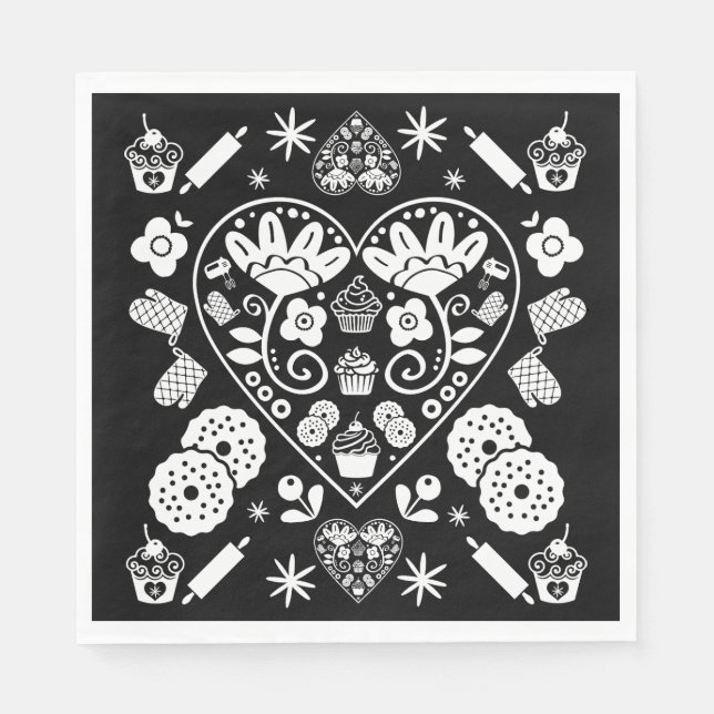 Cupcake Baking Folk Serviette (Vorderseite)