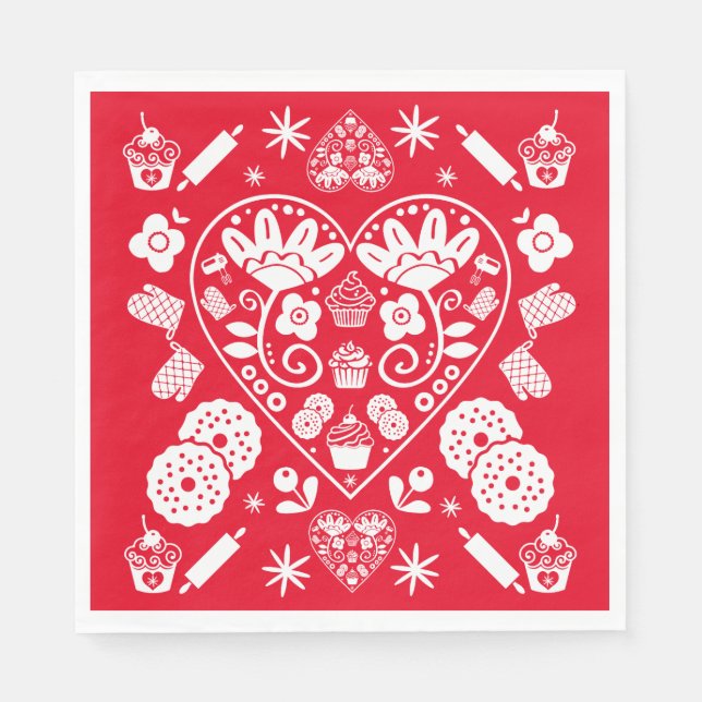 Cupcake Baking Folk Serviette (Vorderseite)