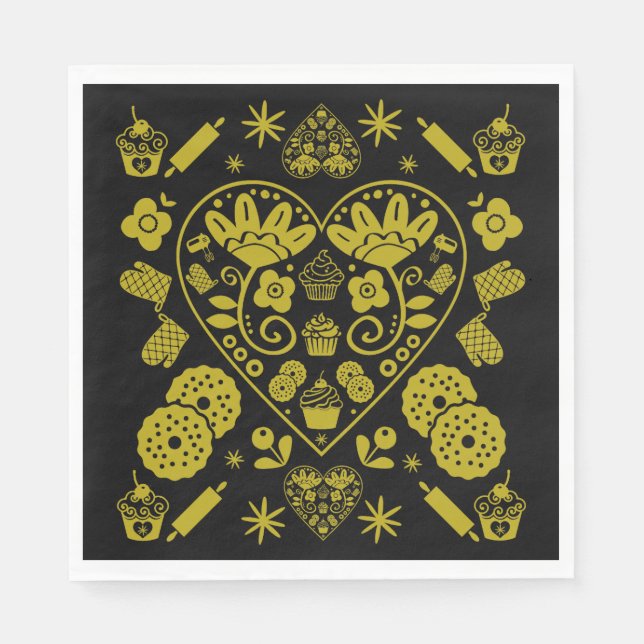 Cupcake Baking Folk Serviette (Vorderseite)