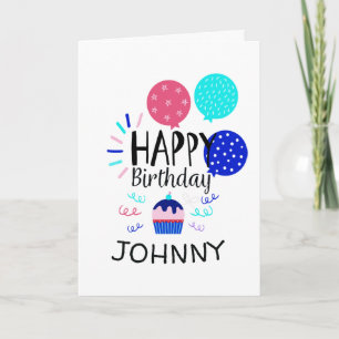 Cupcake & Balloons Glückwunsch zum Geburtstag Text Karte
