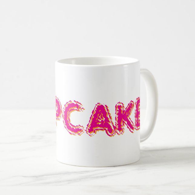 Cupcake Benutzerdefinierter rosa Text Kaffeetasse (VorderseiteRechts)