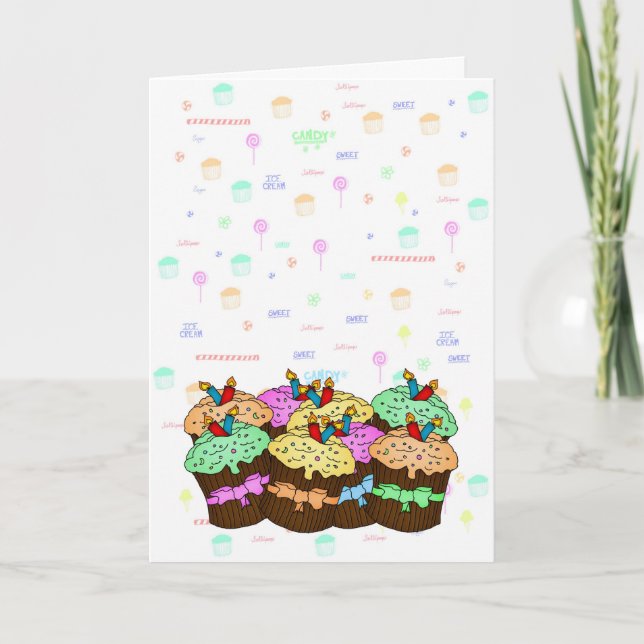 Cupcake Birthday Card - Sweet Birthday - Cupcake Karte (Vorderseite)