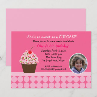 Cupcake Birthday Foto Template Einladungen