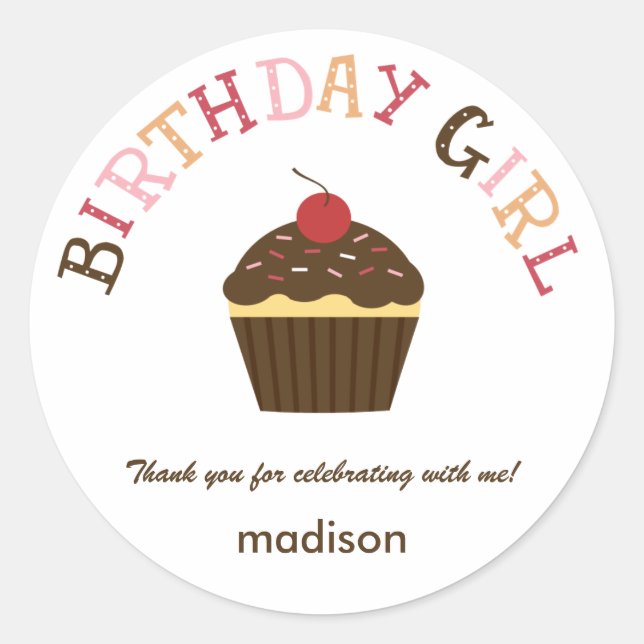 Cupcake Birthday Girl Gevor Sticker /Umschlag Aufk (Vorderseite)