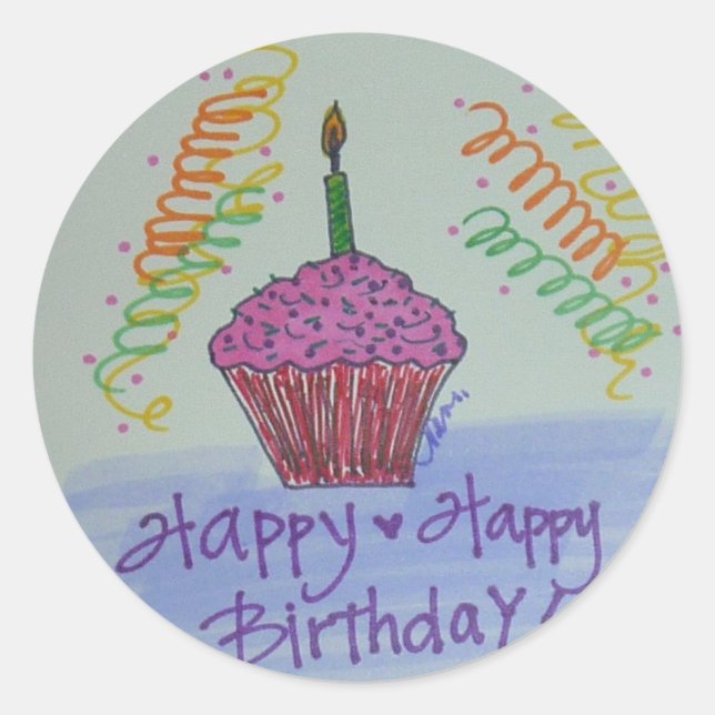 Cupcake Birthday Runder Aufkleber (Vorderseite)