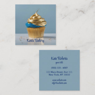 Cupcake Blue Gold Bäckerei Koch Catering Quadratische Visitenkarte