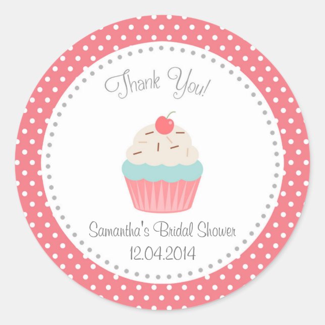 Cupcake Brautparty Vielen Dank Aufkleber (Vorderseite)