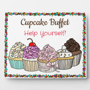 Cupcake Buffet Schild mit Hochzeitsnahrung oder Fotoplatte