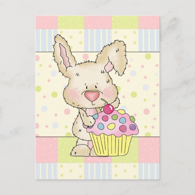 Cupcake Bunny Postcard Postkarte (Vorderseite)