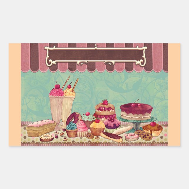 Cupcake Cake Party Signaturbanner Rechteckiger Aufkleber (Vorderseite)
