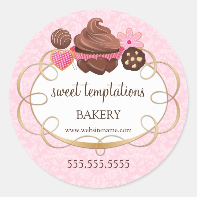 Cupcake Cake Pops Kochgebäck Verpackung Runder Aufkleber (Vorderseite)