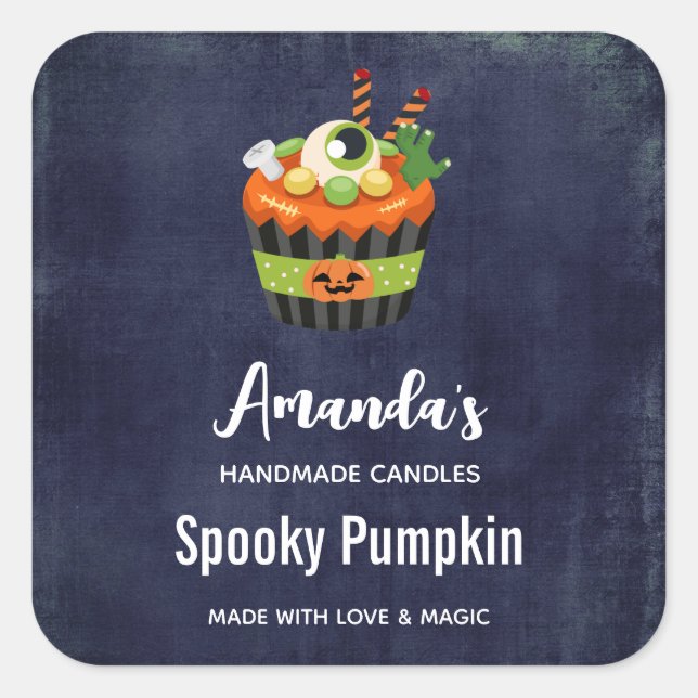 Cupcake Candle Biz, niedlich & cremefarben Quadratischer Aufkleber (Vorderseite)