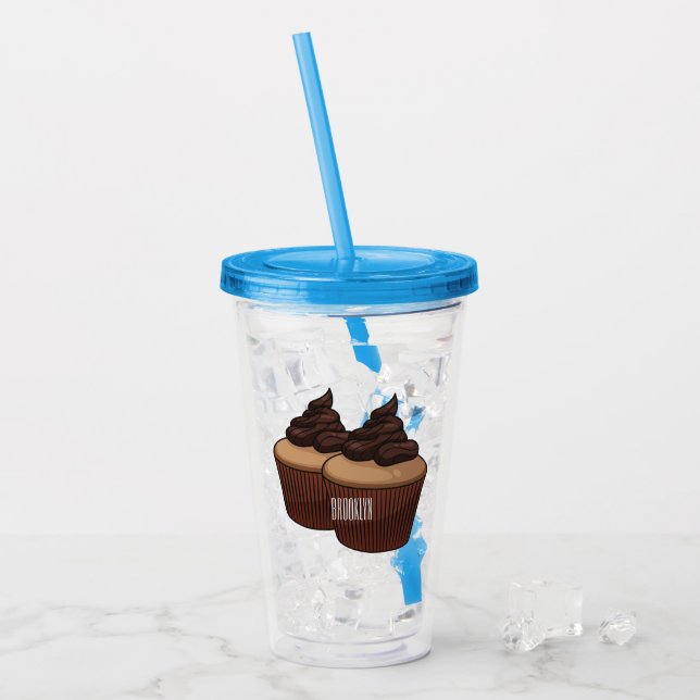 Cupcake Cartoon Illustration Acryltrinkbecher (Vorderseite Ice)