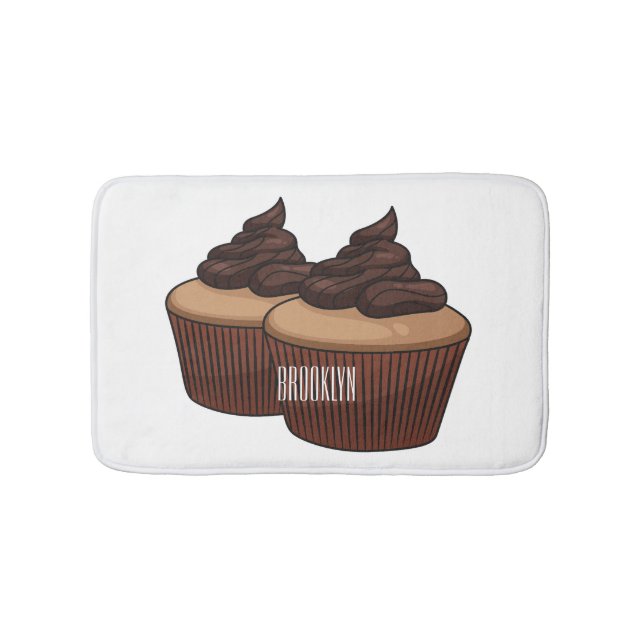 Cupcake Cartoon Illustration Badematte (Vorderseite)