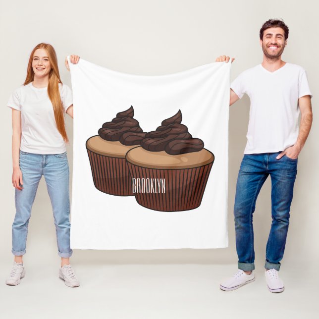 Cupcake Cartoon Illustration Fleecedecke (Beispiel)