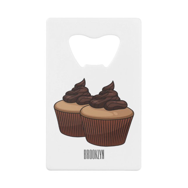 Cupcake Cartoon Illustration Geldbeutel Flaschenöffner (Vorderseite)