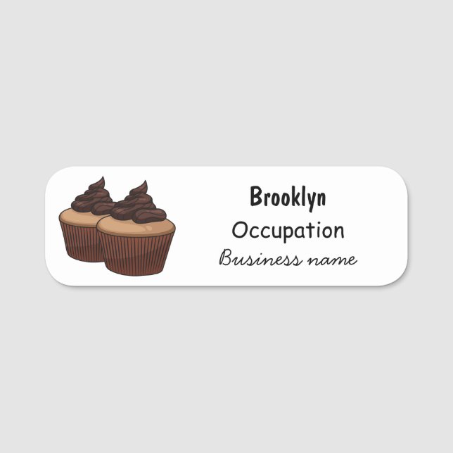 Cupcake Cartoon Illustration Namensschild (Vorderseite)