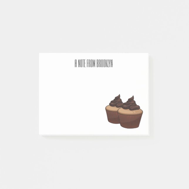 Cupcake Cartoon Illustration Post-it Klebezettel (Vorderseite)