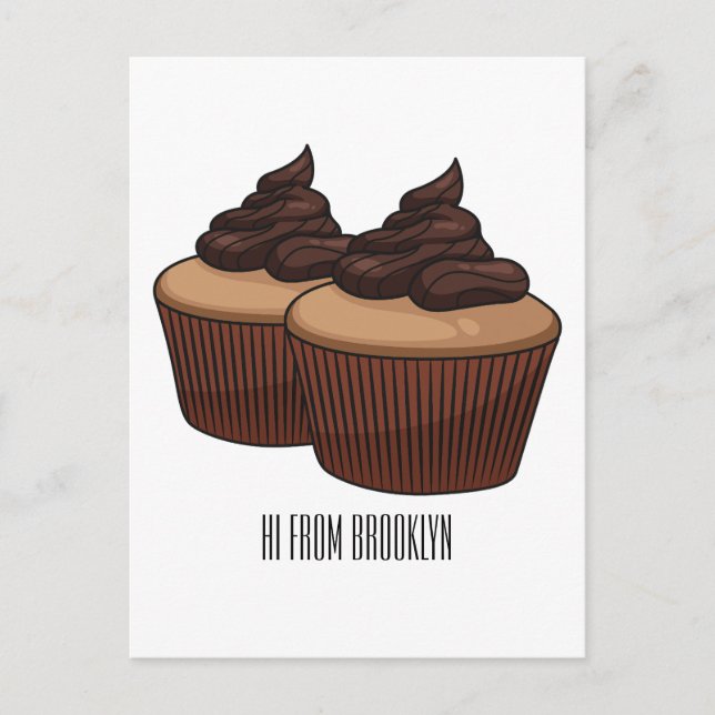 Cupcake Cartoon Illustration Postkarte (Vorderseite)