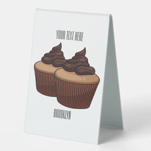 Cupcake Cartoon Illustration Tischaufsteller (Vorderseite)