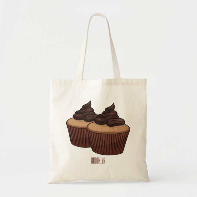 Cupcake Cartoon Illustration Tragetasche (Vorne)