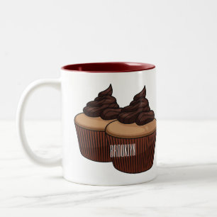 Cupcake Cartoon Illustration Zweifarbige Tasse