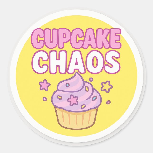 Cupcake Chaos Round Sticker (Vorderseite)