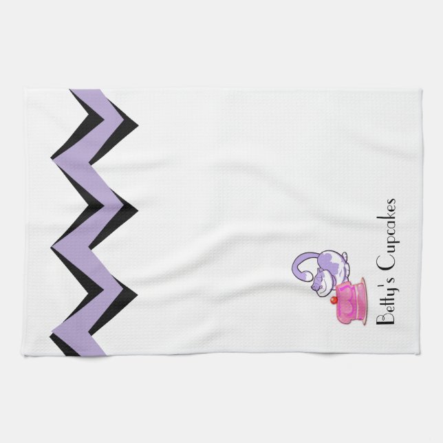 Cupcake Chat Art Déco Serviettes Sur Mesure (Horizontal)
