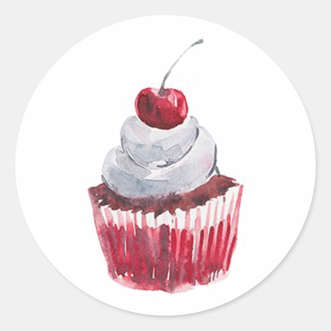 Cupcake Classic Round Aufkleber (Vorderseite)