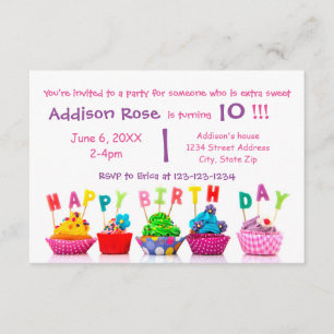 Cupcake coloré - Carte d'anniversaire fille 3x5