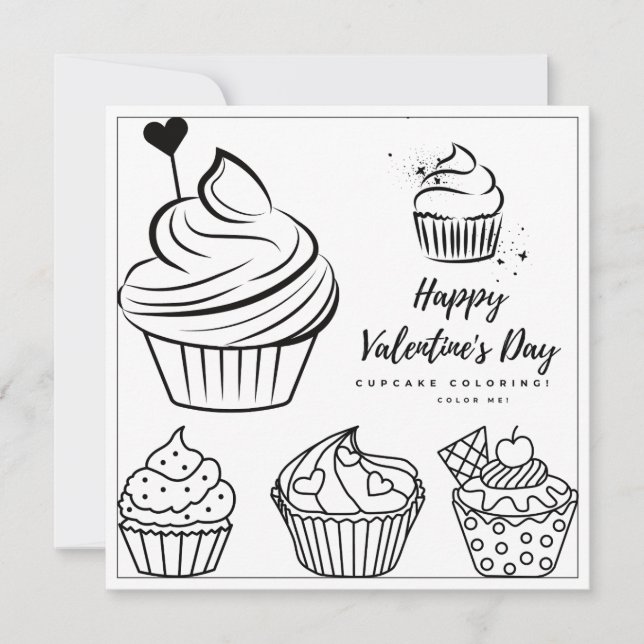 Cupcake Coloring Page Girl Card (Vorderseite)