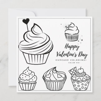 Cupcake Coloring Page Girl Card