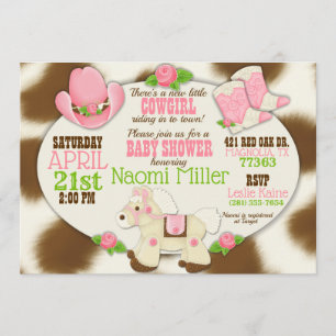 Cupcake Cowgirl Baby Girl Dusche Einladung
