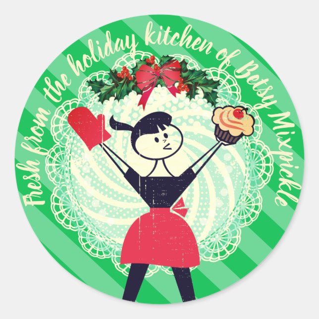 cupcake de Noël fille de la cuisine de sticker (Devant)