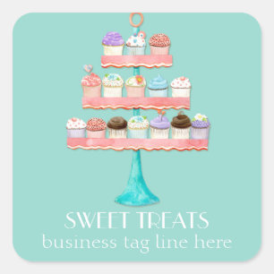 Cupcake Dessert Backbäckerei Business-Paket Quadratischer Aufkleber